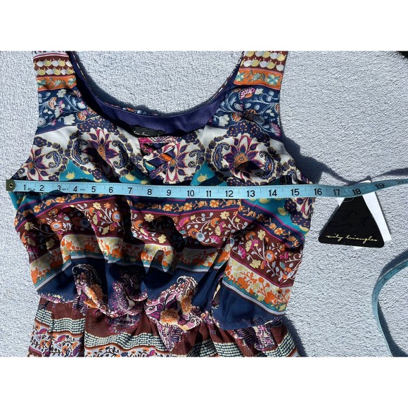 City Triangle Dress Women's Medium Flower Print Sheer with High Slits Maxi - New - Picture 9 of 12